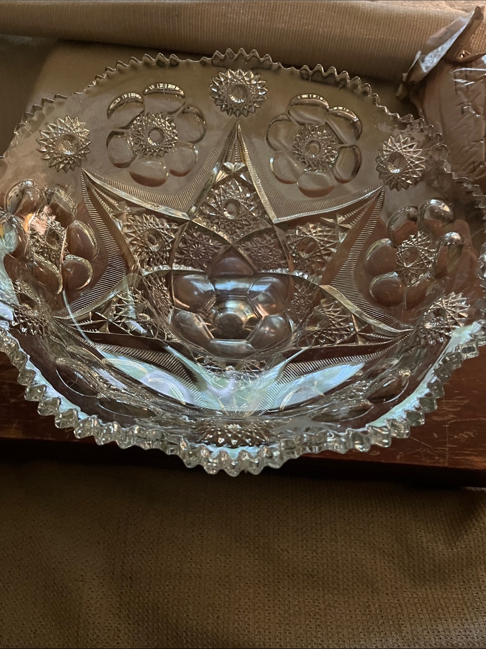 Clear Pressed Glass Decorative Bowl - Elegant Home Art Punch bowl